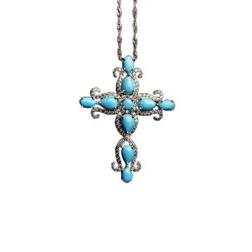 Elegant Turquoise Cross Pendant Necklace