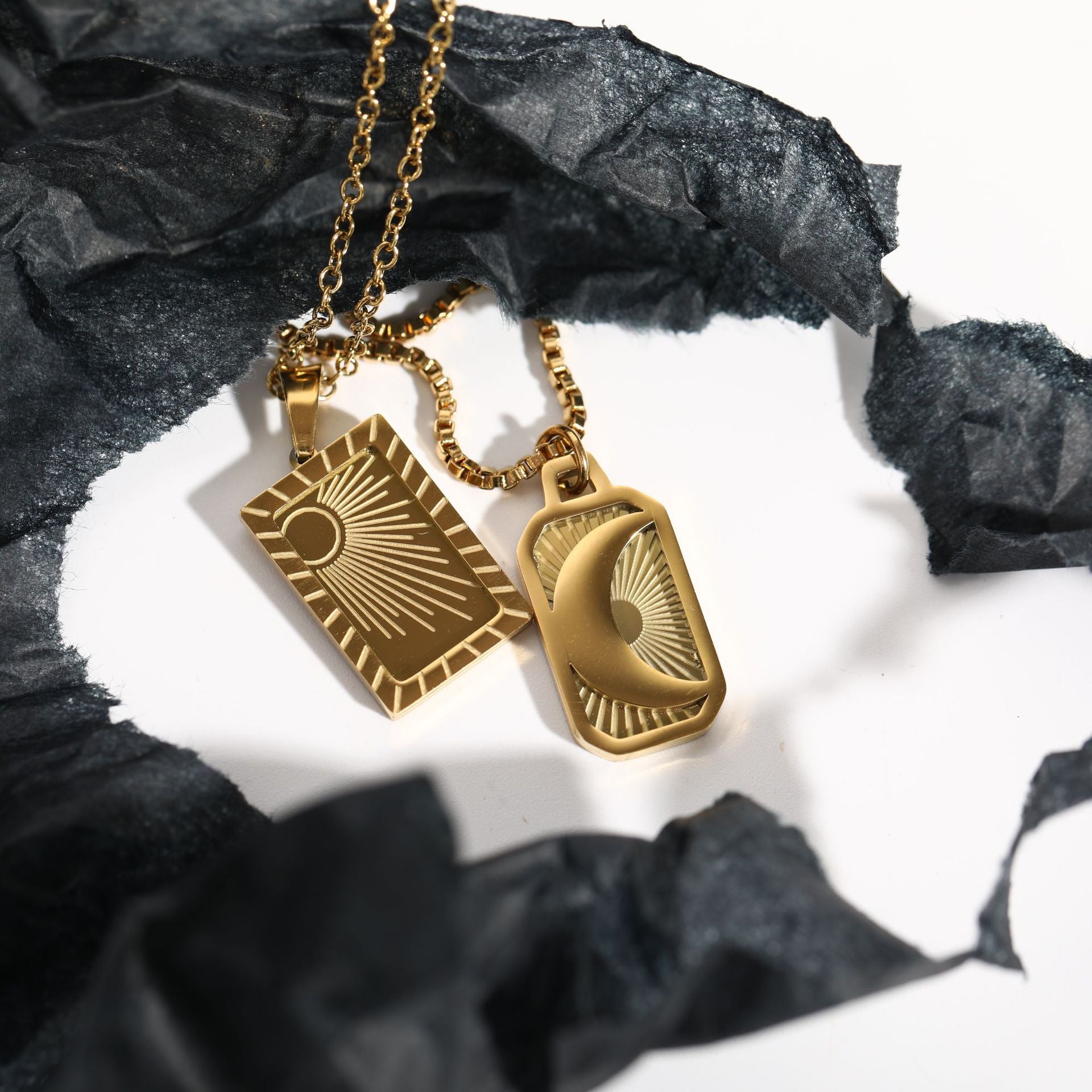 Golden Celestial Emblem Pendant Necklaces