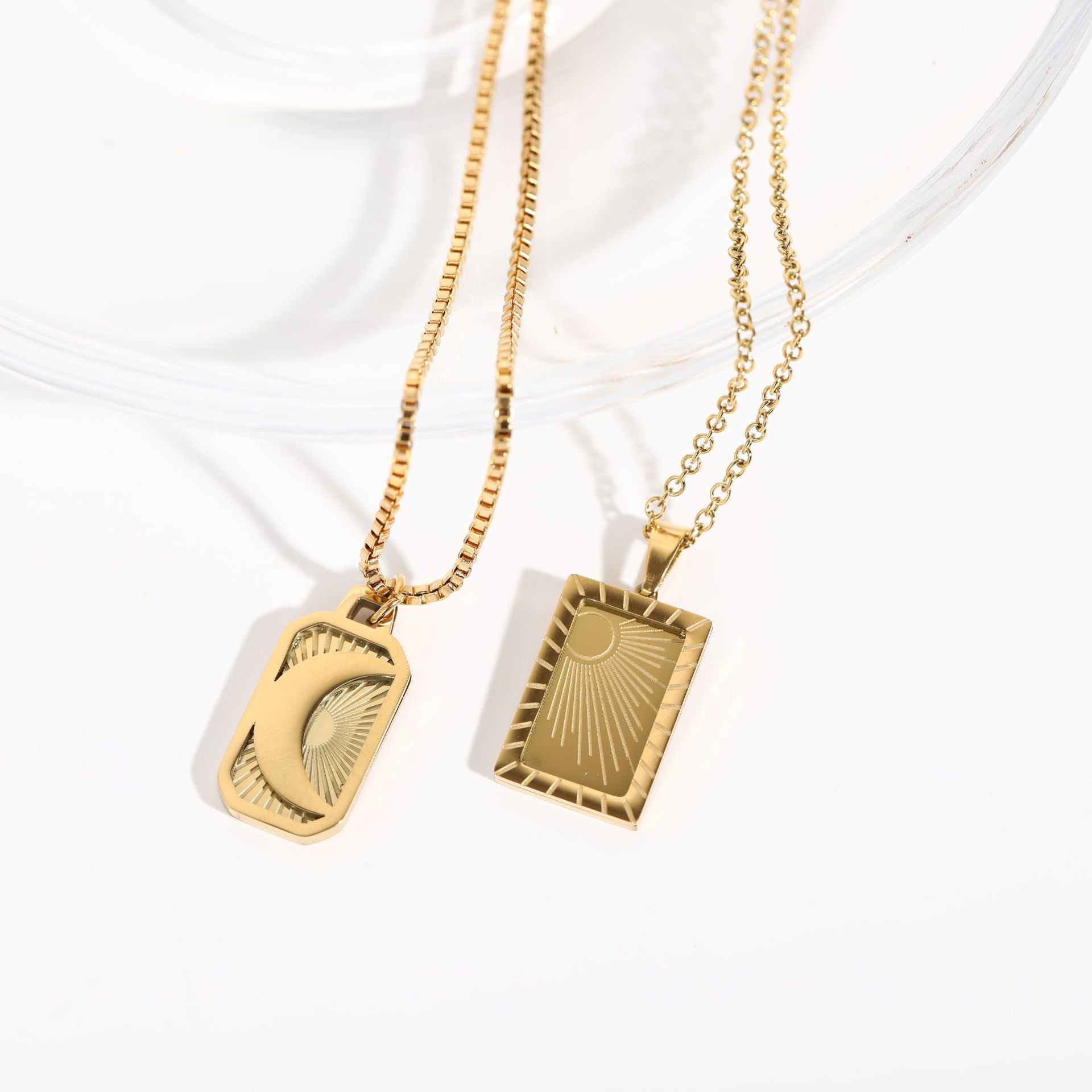 Golden Celestial Emblem Pendant Necklaces