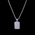 Military Tag CZ Diamond Plaque Pendant Necklace