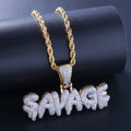 Encrusted SAVAGE Monogram Pendant Necklace