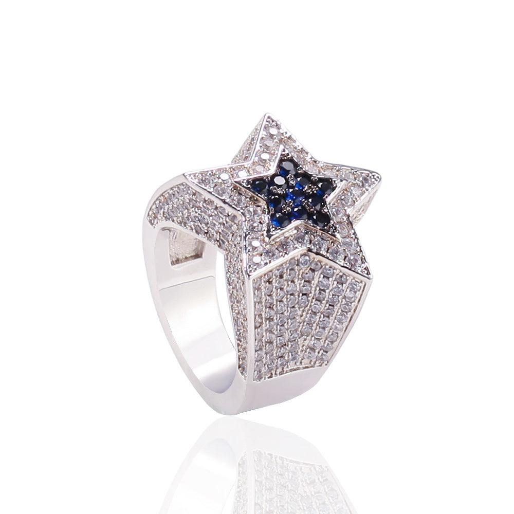 Space Black Inlaid Elevated Star Ring