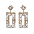 Rhinestone Pavé Geometric Contrast Earrings