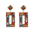 Rhinestone Pavé Geometric Contrast Earrings