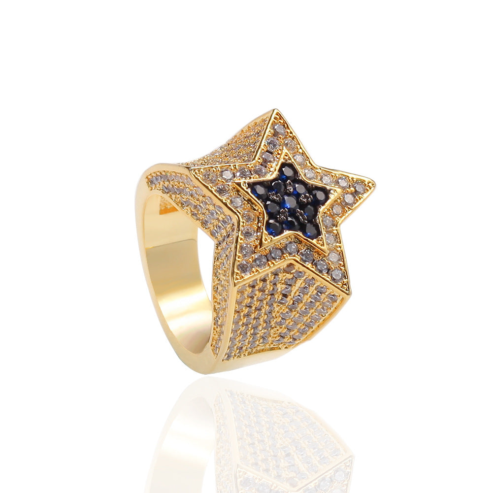 Space Black Inlaid Elevated Star Ring