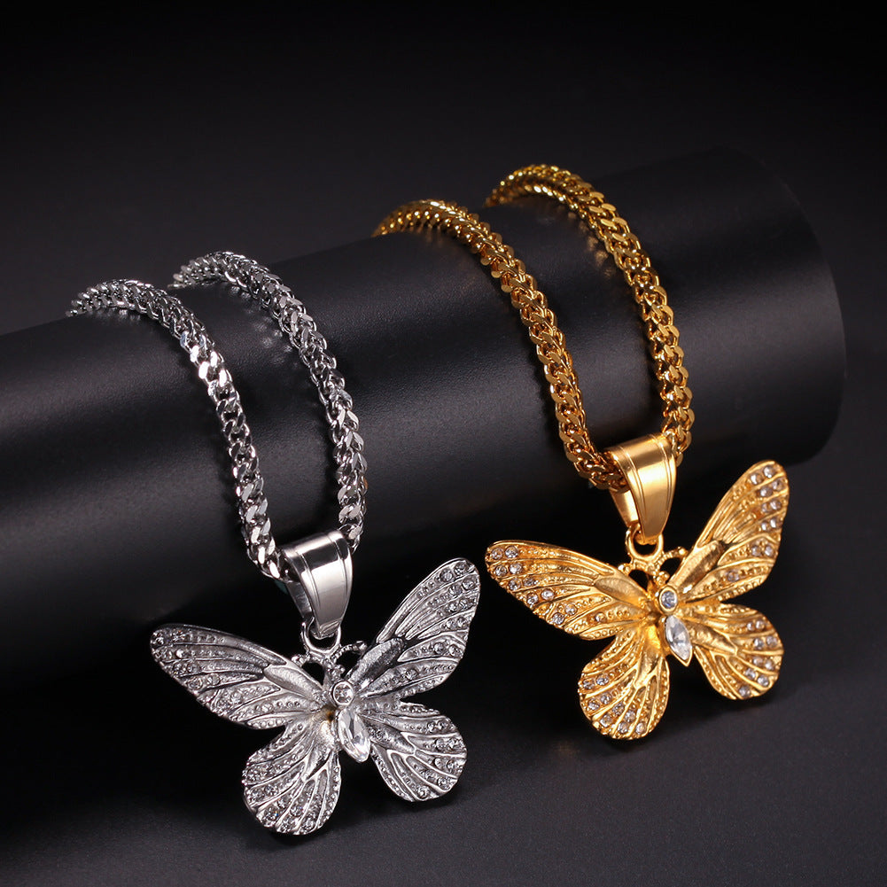 Decorated Butterfly Pendant Necklace