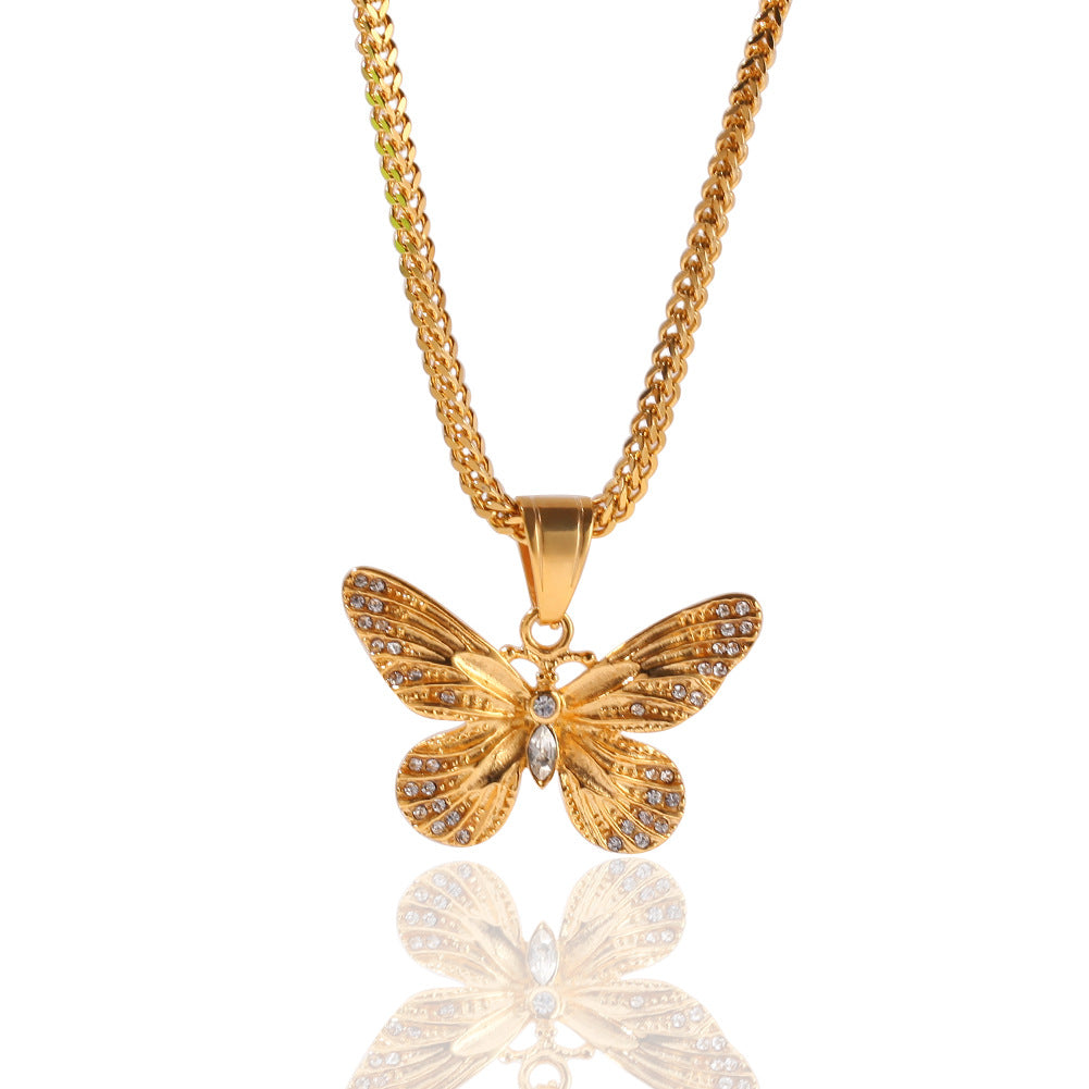 Decorated Butterfly Pendant Necklace