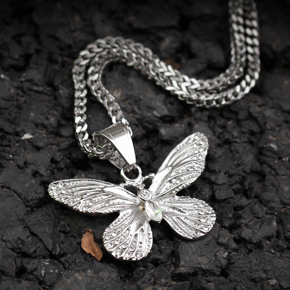 Decorated Butterfly Pendant Necklace