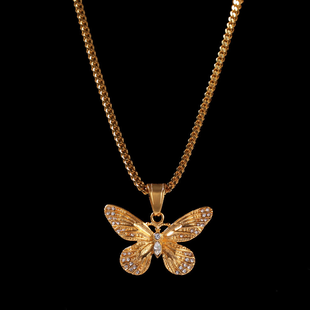 Decorated Butterfly Pendant Necklace