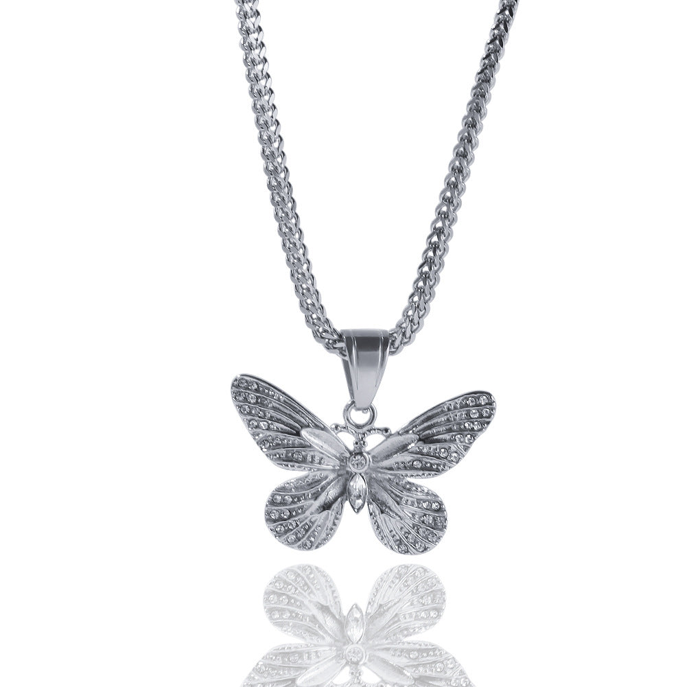 Decorated Butterfly Pendant Necklace