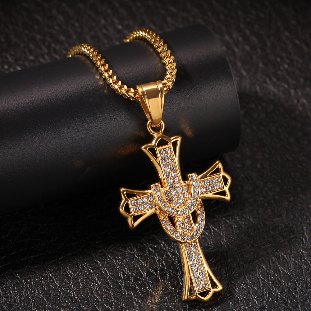 Sparkling Crux Hip Hop Necklace