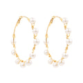 Dotted Pearl Exaggerated Wire Hoop Earrings