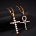 Embellished Ankh & Crucifix Double Necklace