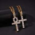 Sparkling Crucifix & Egyptian Ankh Double Chain Necklace