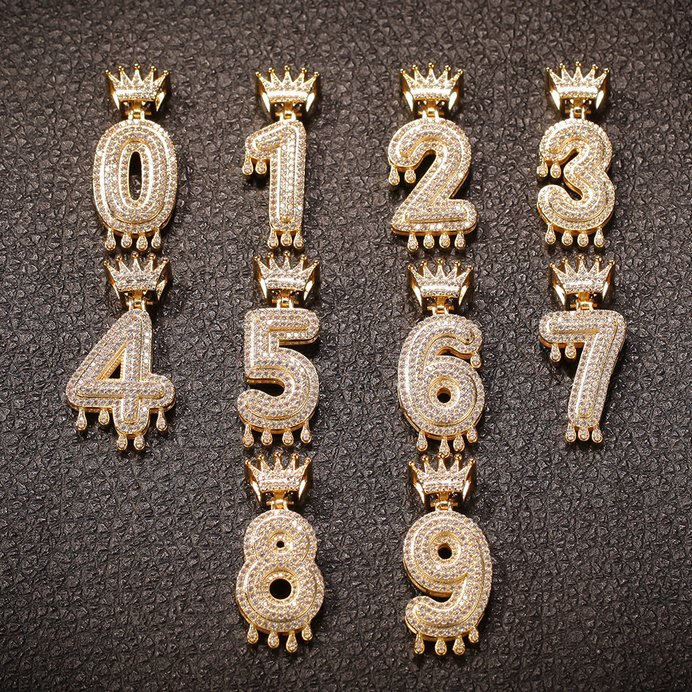 Crowned Number Pendant Necklace