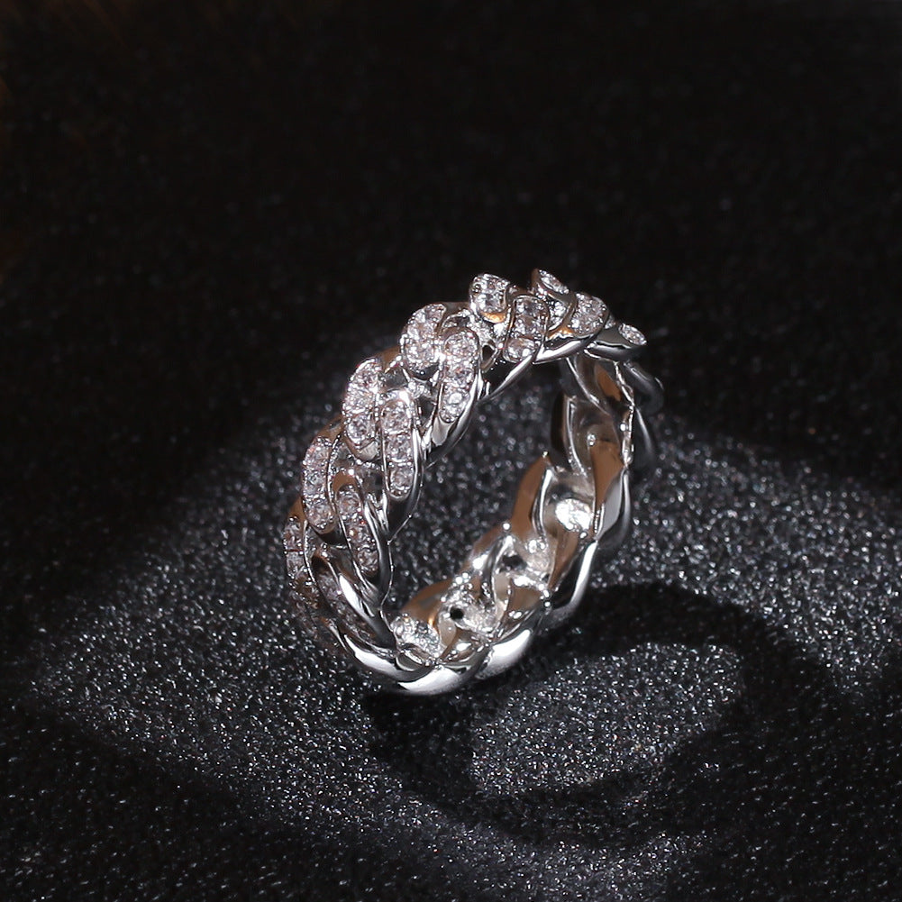 Inlaid CZ Diamond Miami Ring