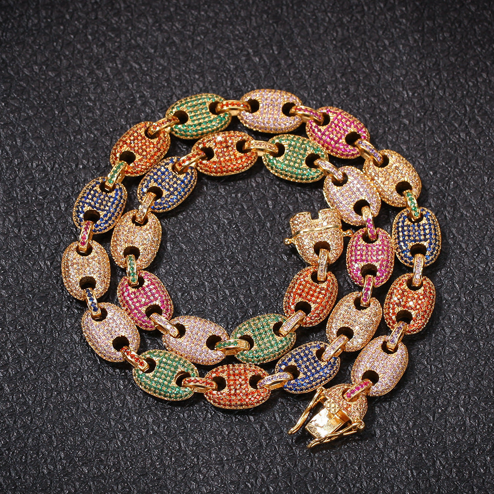 Vibrant Encrusted Snout Chain Necklace