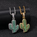 Sparkling Cactus Plant Pendant Necklace