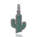 Sparkling Cactus Plant Pendant Necklace