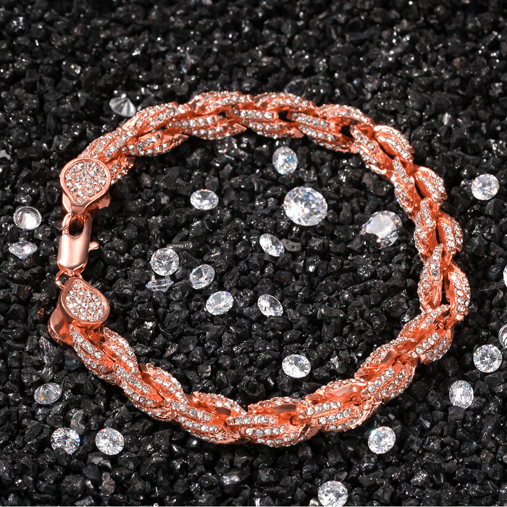 Sparkling CZ Diamond Metallic Twist Rope Bracelet