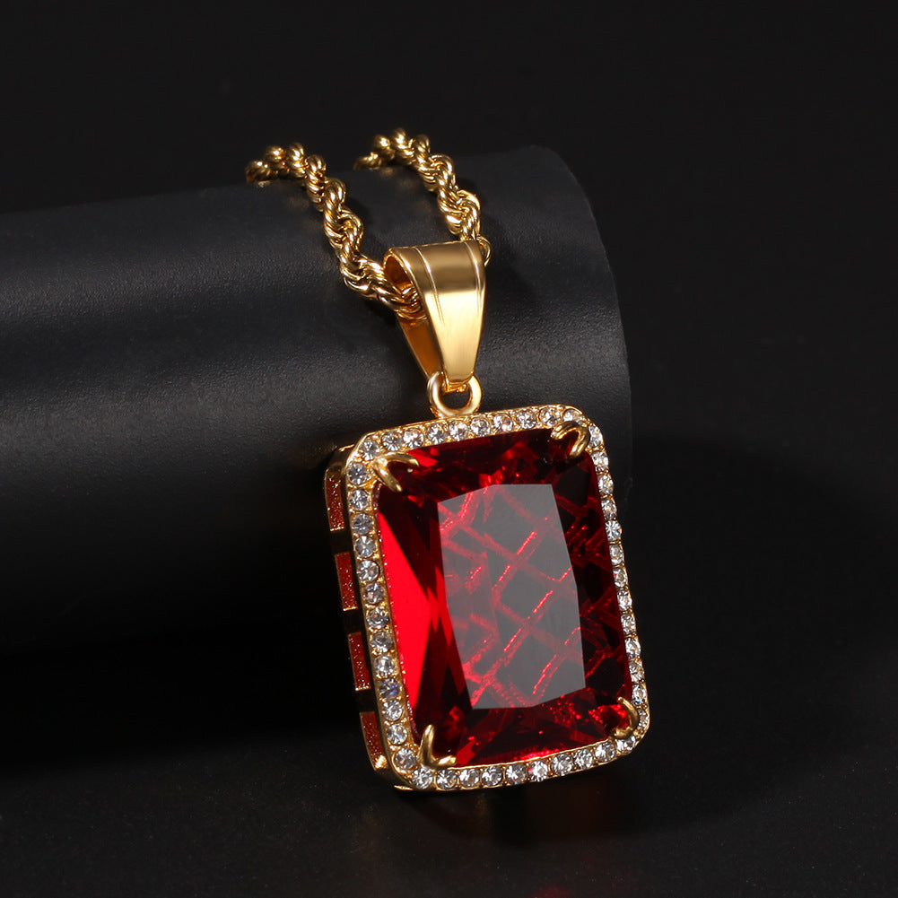 Over-Sized Cushioned Gem Pendant Necklace