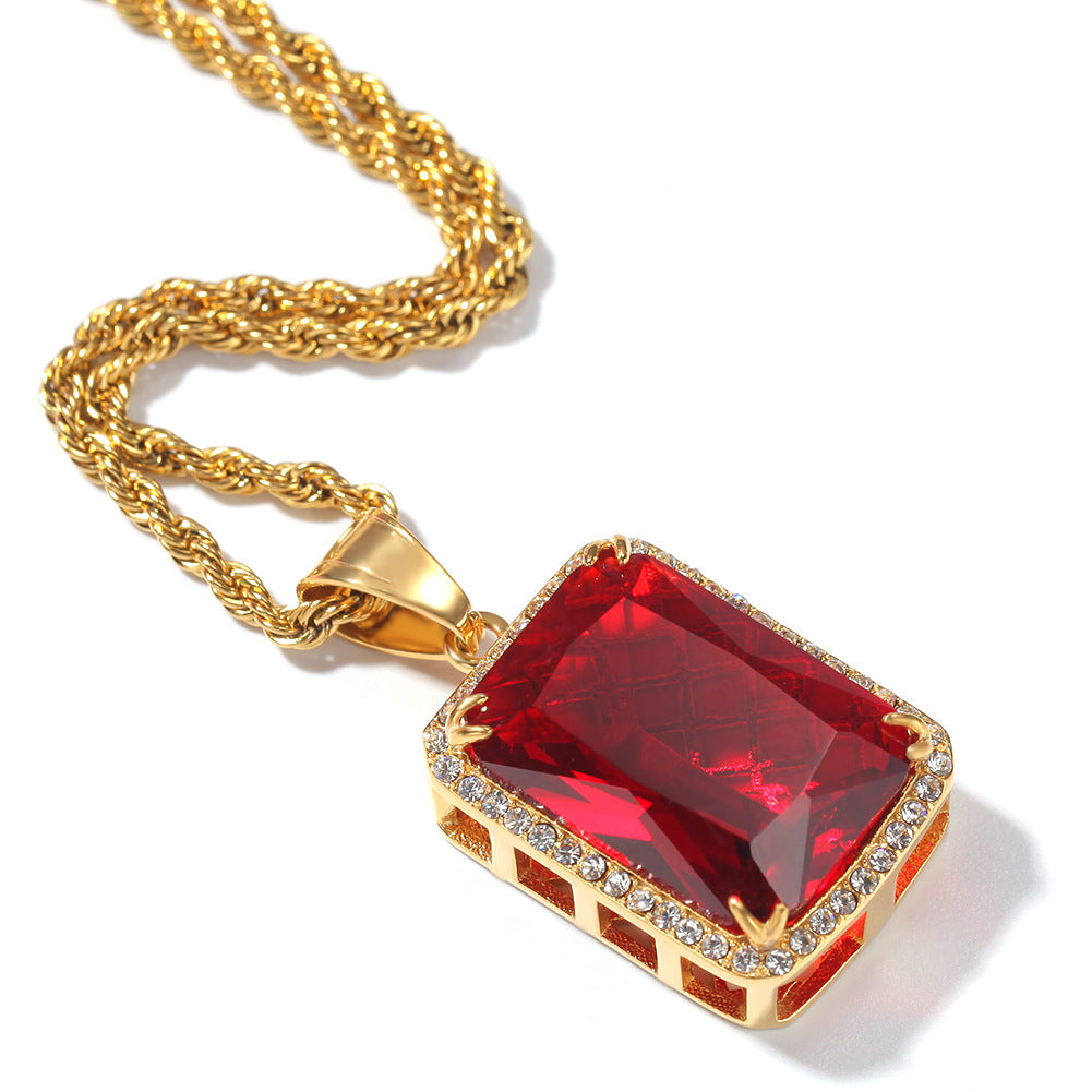 Over-Sized Cushioned Gem Pendant Necklace