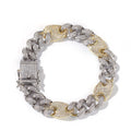 Contrasting CZ Diamond Cuban Chain Bracelet