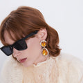 Amber Crystal Pendant Earrings