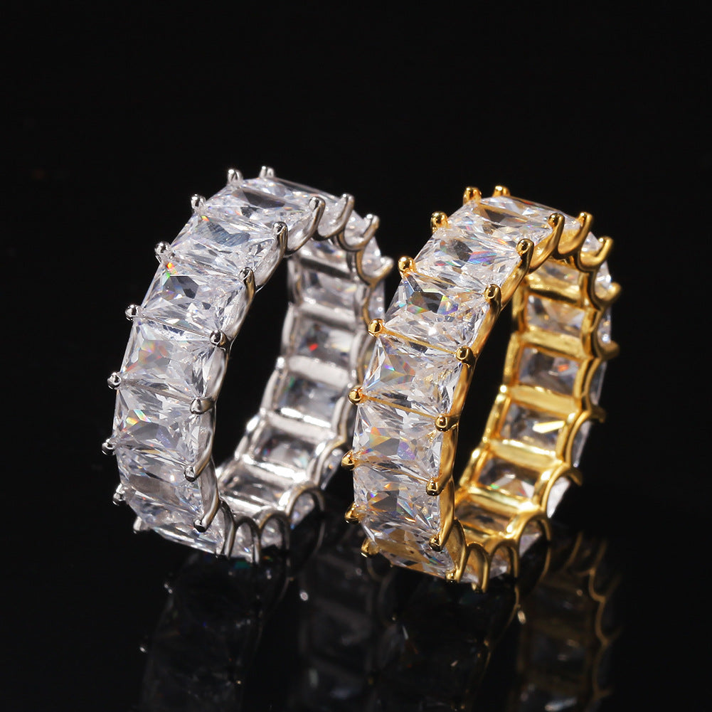 Full CZ Diamond Embellished 925 Silver Hip Hop Ring