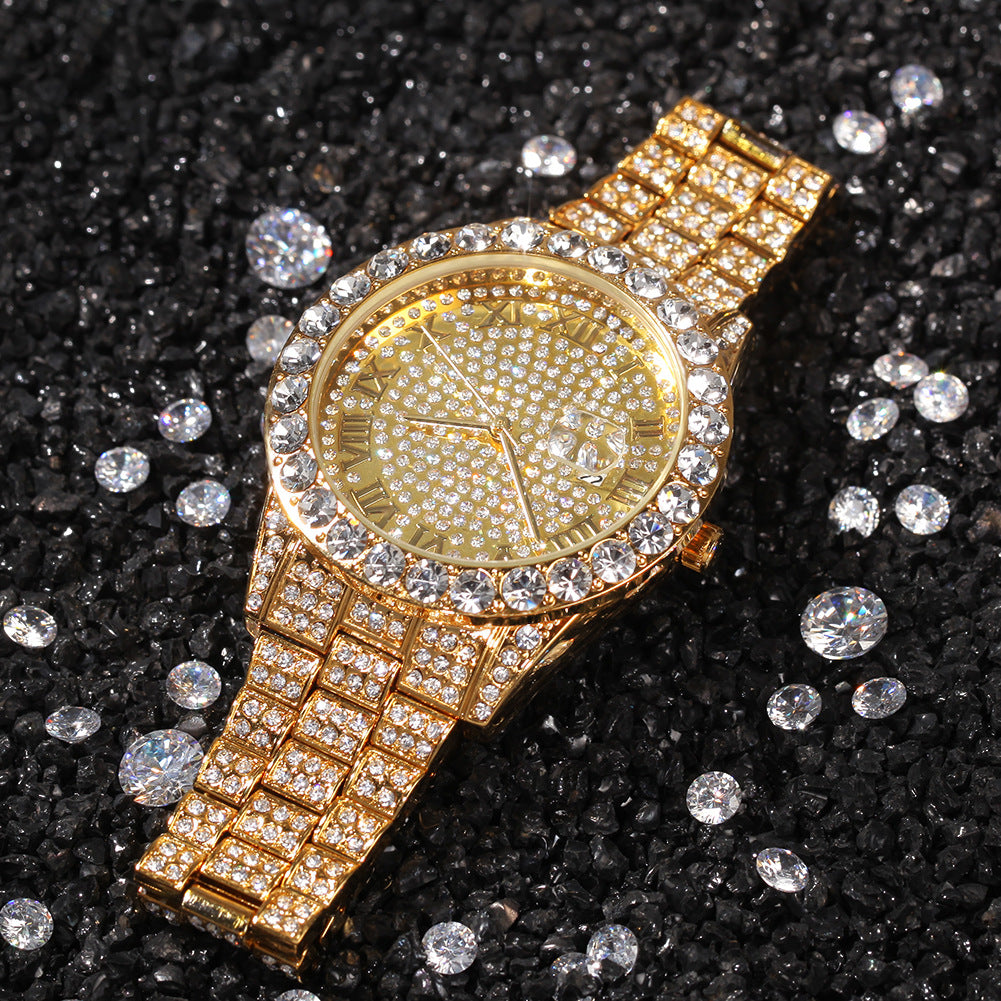 Full Rhinestone Embellished Hip Hop Watch