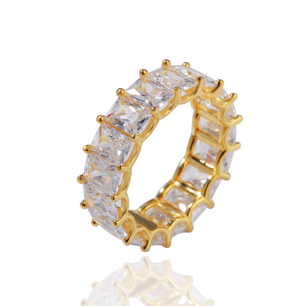 Full CZ Diamond Embellished 925 Silver Hip Hop Ring