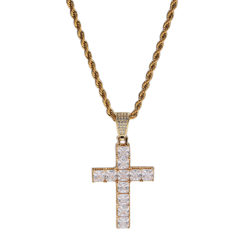 CZ Diamond Hip Hop Crucifix Necklace