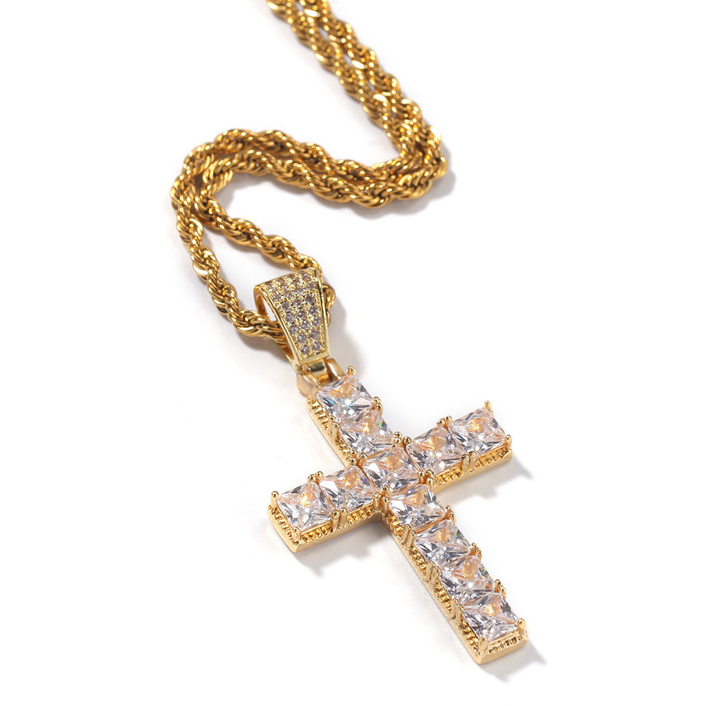 CZ Diamond Hip Hop Crucifix Necklace