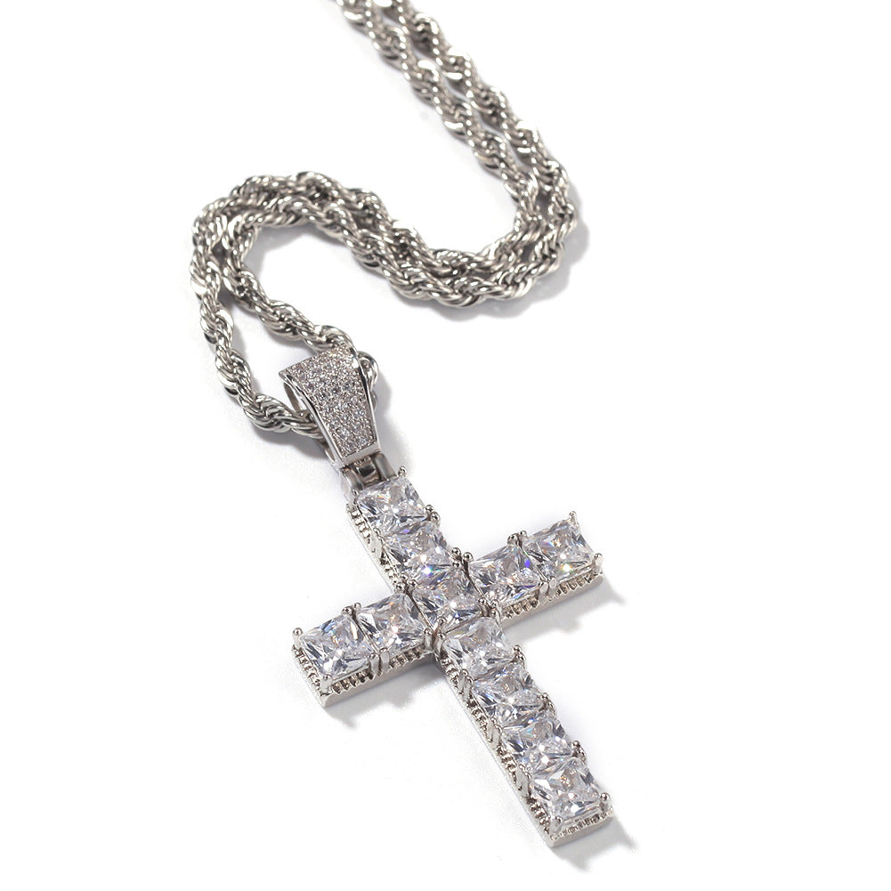 CZ Diamond Hip Hop Crucifix Necklace