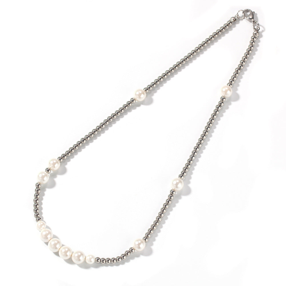 Beaded Pearls Stainless Steel Necklace