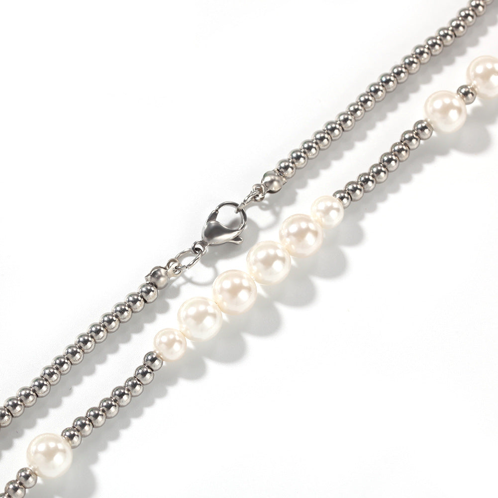 Beaded Pearls Stainless Steel Necklace