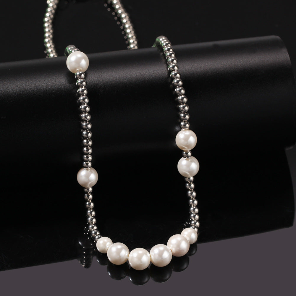 Beaded Pearls Stainless Steel Necklace