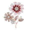 Rhinestone Adorned Gold-Tone Daisy Flower Brooch