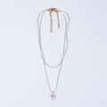 Dual Layered Pearl Necklace w/ Mother of Pearl Pendant