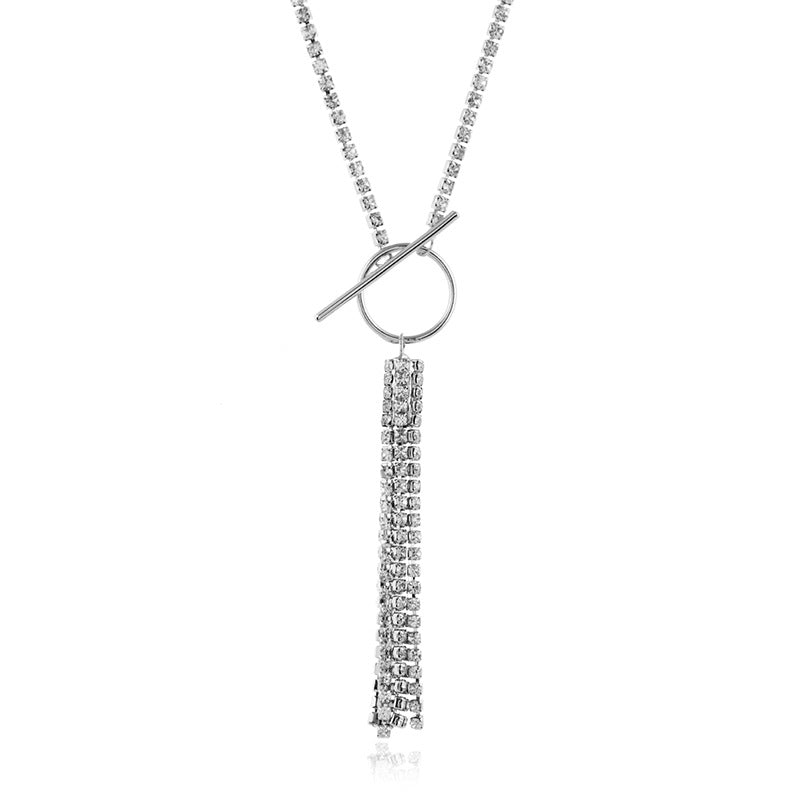 CZ Diamond Box Chain Tassel Necklace