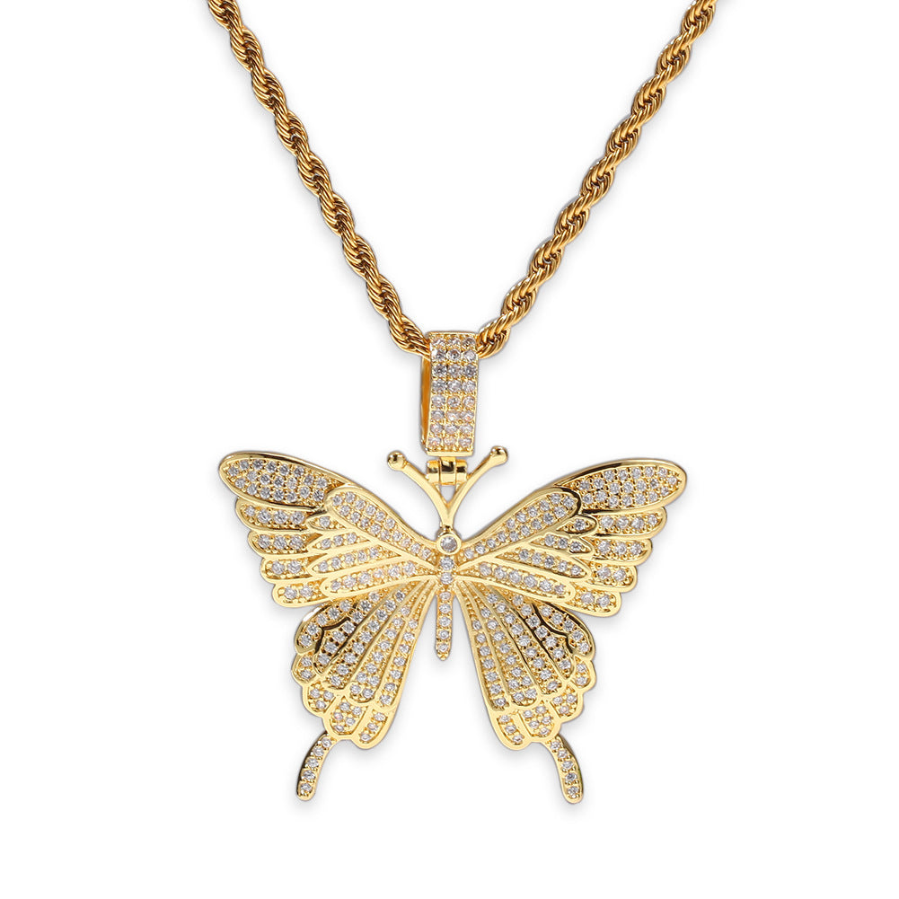 Gold Toned Butterfly Pendant Necklace