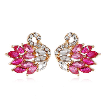 CZ Diamond Flaming Swan Pavé Stud Earrings