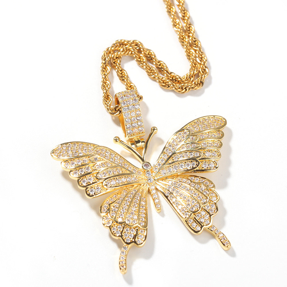 Gold Toned Butterfly Pendant Necklace