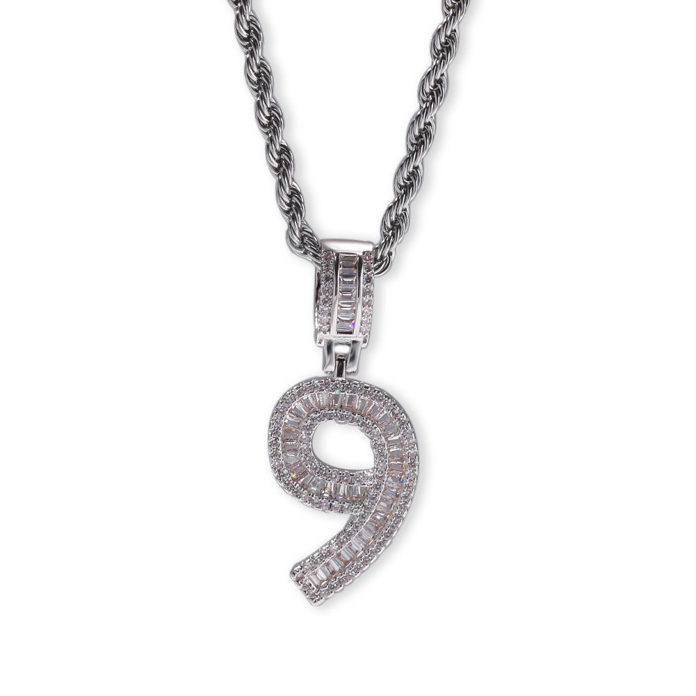 Embellished Numeral Pendant Necklace