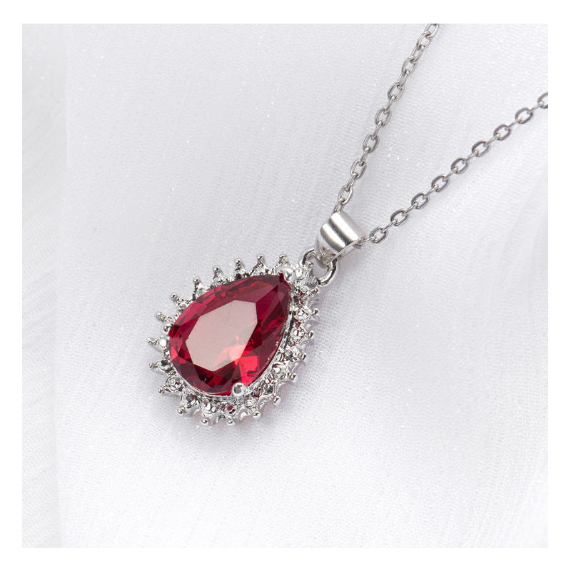 Wine Red CZ Diamond Entourage Pendant Necklace