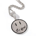 Encrusted drew Smiley Face Emoji Pendant Necklace