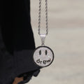 Encrusted drew Smiley Face Emoji Pendant Necklace