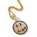 Encrusted drew Smiley Face Emoji Pendant Necklace