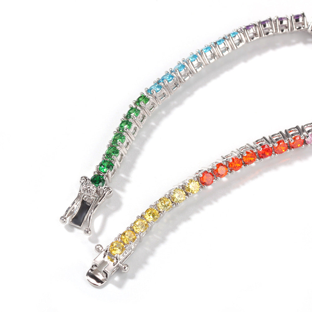 Rainbow Colored CZ Diamond Bracelet