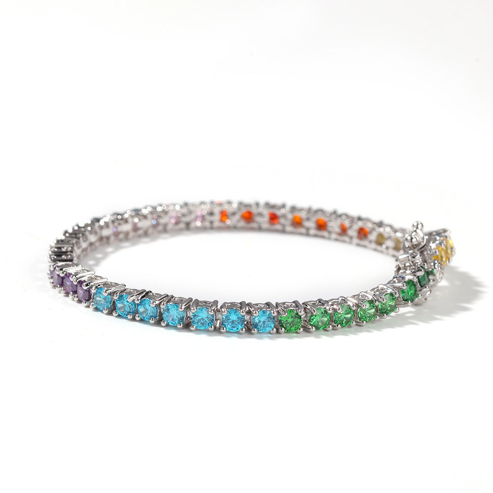 Rainbow Colored CZ Diamond Bracelet